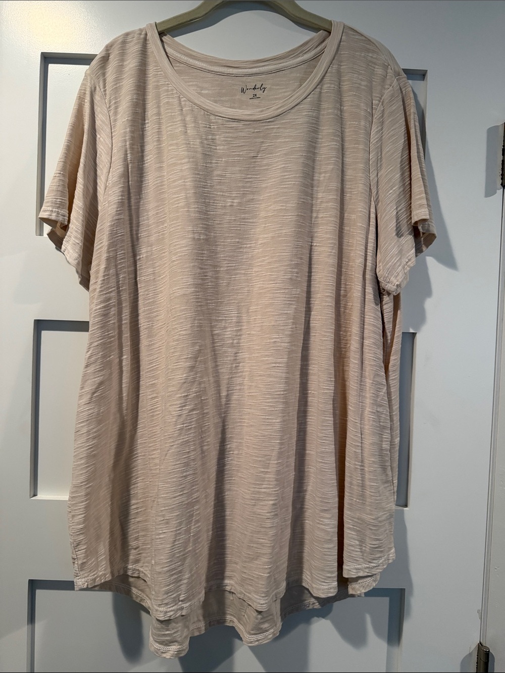 Wonderly Relaxed Crewneck Tee in Blush Beige